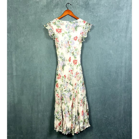 Polo Ralph Lauren Dress Womens Size 0 Multicolor Floral Flutter Sleeve - Picture 12 of 16